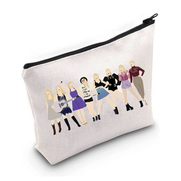 Small Toiletry Makeup Bag 5in x 7in Singer Fans Design Zipper - Picture 1 of 4